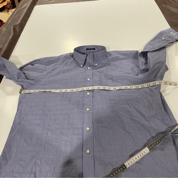 Chaps Blue Plaid Striped Long Sleeve Button Down Shirt Size XL - Picture 7 of 8